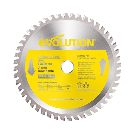 Evolution 7-1/4" Stainless Steel Cutting Blade, 20mm Arbor 185BLADESSN
